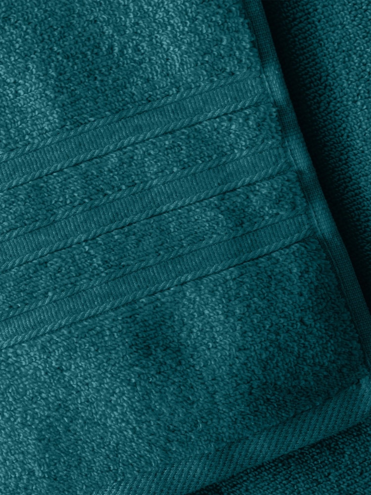 Catherine Lansfield Set of 2 Teal Blue 100% Cotton Bath Sheet Towels - Image 3 of 4