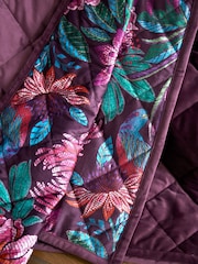 Bridgerton by Catherine Lansfield Plum Kate Floral Soft Velvet Quilted 100% Cotton Bedspread - Image 3 of 3