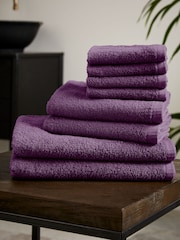 Catherine Lansfield Plum Quick Dry 100% Cotton Towel Set - Image 1 of 2