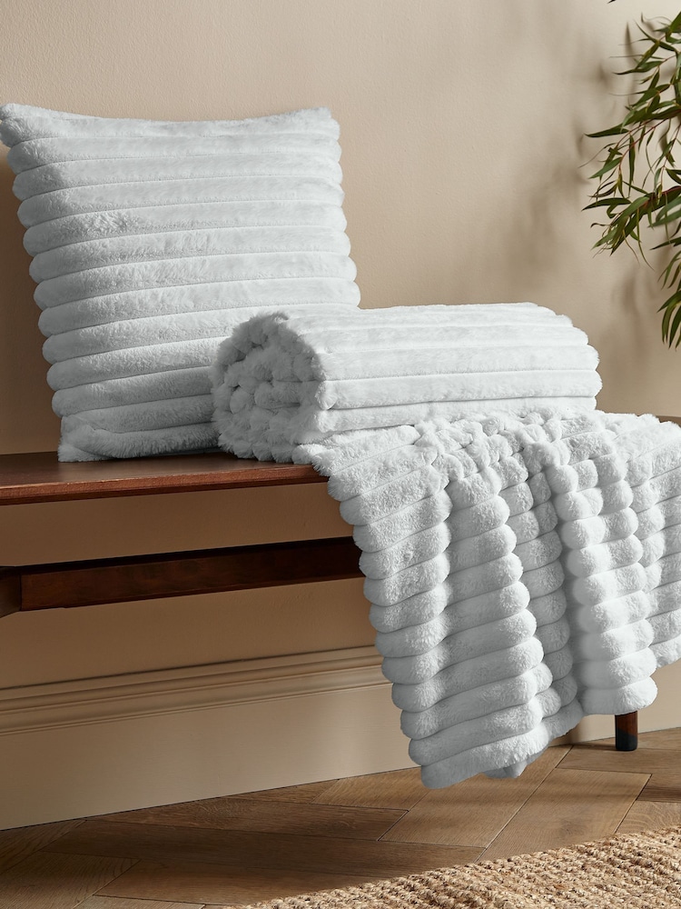 Catherine Lansfield Grey Catherine Lansfield Soft and Cosy Ribbed Cushion - Image 2 of 4
