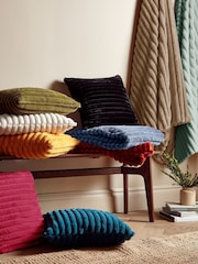 Catherine Lansfield Grey Catherine Lansfield Soft and Cosy Ribbed Cushion - Image 4 of 4
