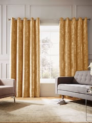 Hyperion Amber Gold Selene Luxury Chenille Weighted Thermal Lined Eyelet Curtains - Image 1 of 4