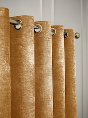 Hyperion Amber Gold Selene Luxury Chenille Weighted Thermal Lined Eyelet Curtains - Image 2 of 4