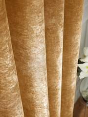 Hyperion Amber Gold Selene Luxury Chenille Weighted Thermal Lined Eyelet Curtains - Image 3 of 4