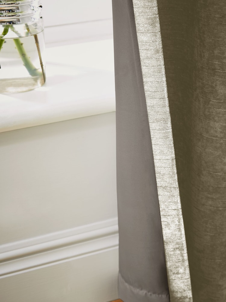 Hyperion Olive Green Selene Luxury Chenille Weighted Thermal Lined Eyelet Curtains - Image 4 of 4