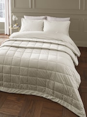 Catherine Lansfield Cream Kingsley So Soft Matt Velvet Quilted Bedspread - Image 2 of 3