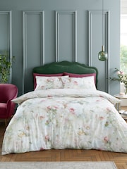RHS Pink Rose Bloom Floral 100% Cotton Duvet Cover Set - Image 2 of 5