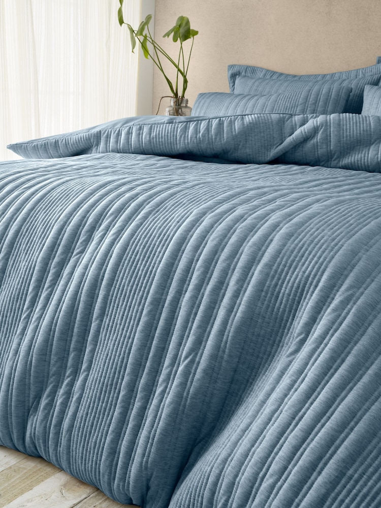 Pineapple Elephant Chambray Blue Tamba Jersey Stripe Quilted Duvet Cover Set - Image 3 of 4