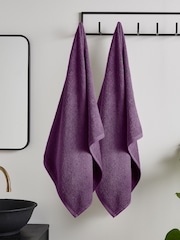 Catherine Lansfield Set of 2 Plum 100% Cotton Anti Bacterial Bath Sheet Towels - Image 1 of 2