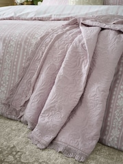Bridgerton by Catherine Lansfield Blush Pink Silhouette Floral Lace 100% Cotton Bedspread - Image 2 of 4