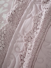 Bridgerton by Catherine Lansfield Blush Pink Silhouette Floral Lace 100% Cotton Bedspread - Image 3 of 4