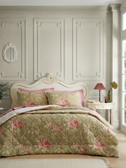 Bridgerton by Catherine Lansfield Green 3.5 Tog Penelope Floral Eiderdown Bedspread - Image 1 of 3