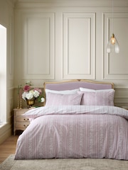 Bridgerton by Catherine Lansfield Blush Pink Regency Stripe Reversible Duvet Cover Set - Image 2 of 6