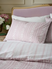 Bridgerton by Catherine Lansfield Blush Pink Regency Stripe Reversible Duvet Cover Set - Image 4 of 6