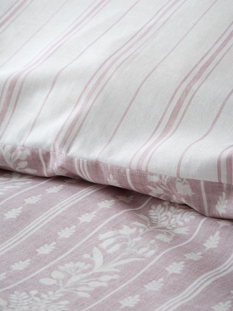 Bridgerton by Catherine Lansfield Blush Pink Regency Stripe Reversible Duvet Cover Set - Image 6 of 6