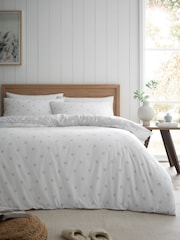 Catherine Lansfield Silver Grey Brushed 100% Cotton Polka Dot Duvet Cover Set - Image 3 of 5