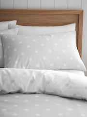 Catherine Lansfield Silver Grey Brushed 100% Cotton Polka Dot Duvet Cover Set - Image 4 of 5