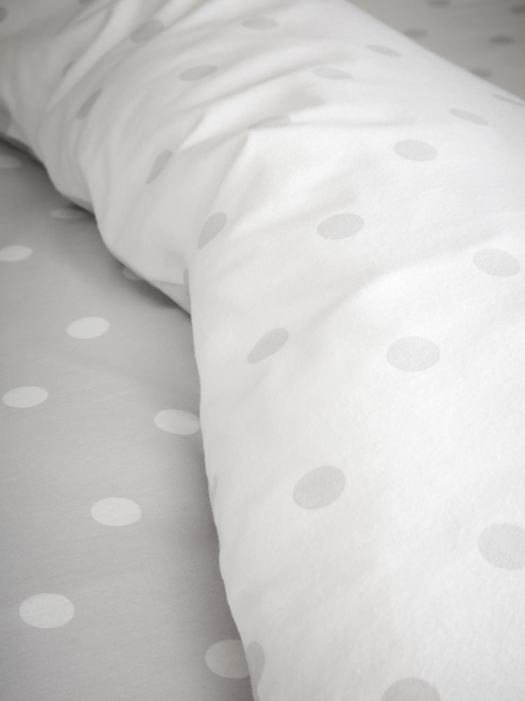 Catherine Lansfield Silver Grey Brushed 100% Cotton Polka Dot Duvet Cover Set - Image 5 of 5