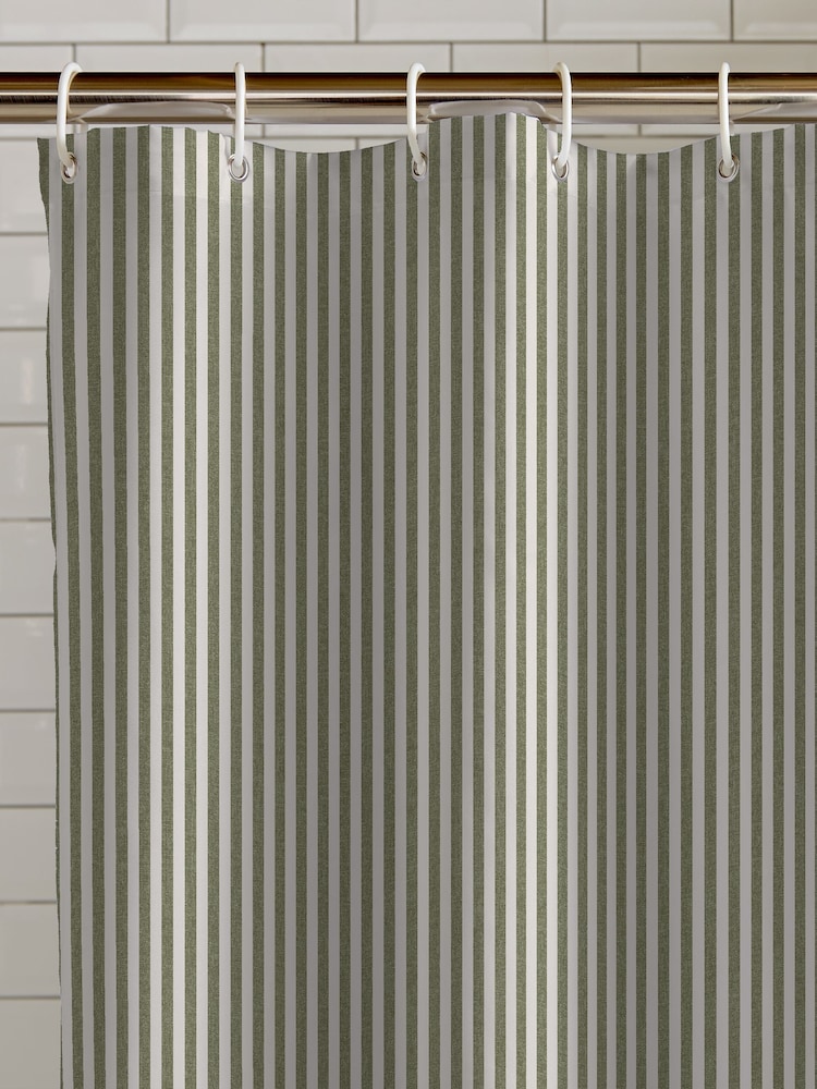 Catherine Lansfield Green Timeless Stripe Shower Curtain - Image 2 of 3