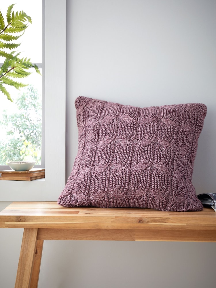 Catherine Lansfield Plum Chunky Marl Knit Cosy Cushion - Image 1 of 5