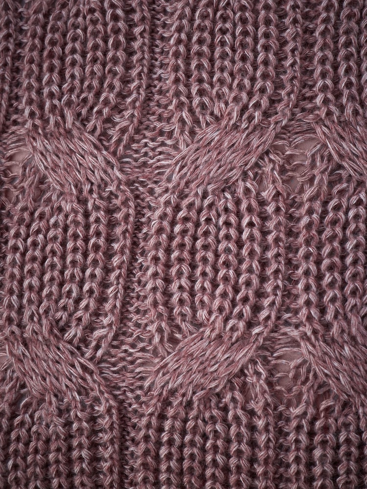 Catherine Lansfield Plum Chunky Marl Knit Cosy Cushion - Image 5 of 5