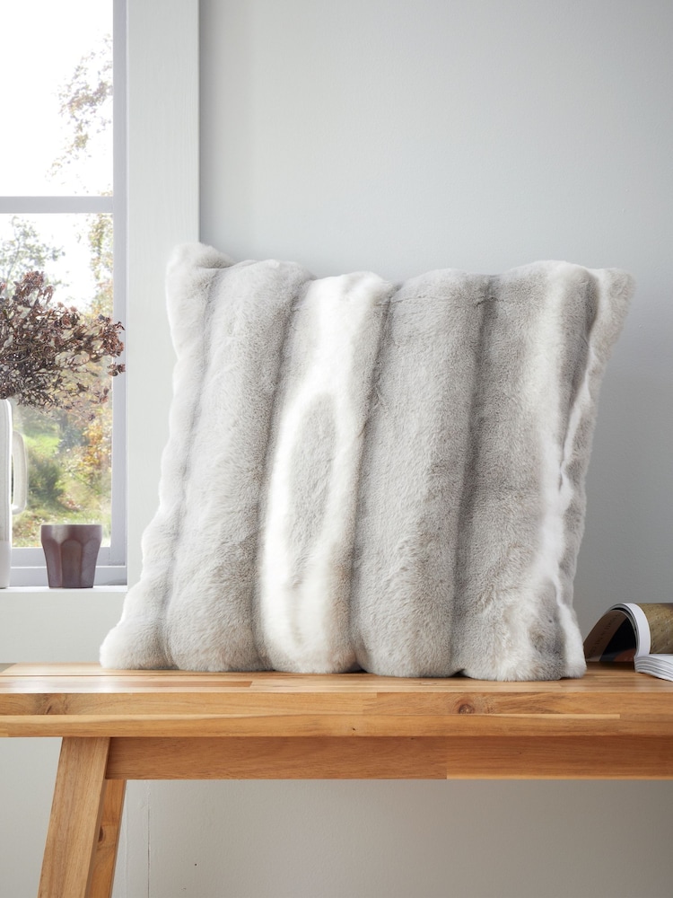 Catherine Lansfield Silver Grey Flint Soft and Cosy Faux Fur Cushion - Image 1 of 5 Catherine Lansfield Silver Grey Flint Soft and Cosy Faux Fur Cushion - Image 1 of 5