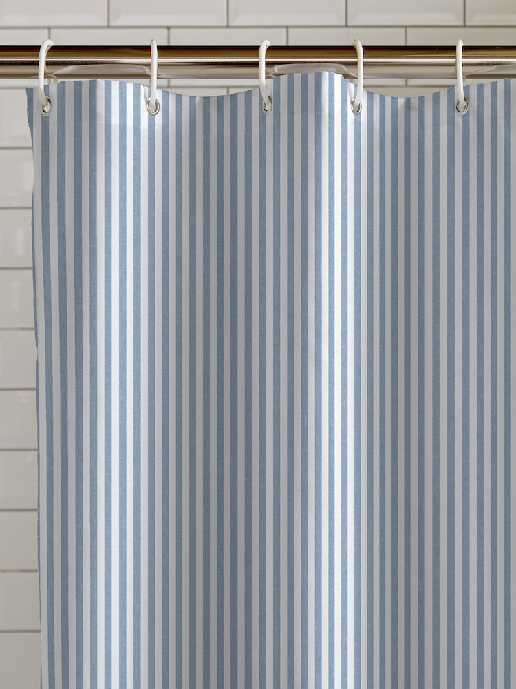 Catherine Lansfield Blue Timeless Stripe Shower Curtain - Image 2 of 3