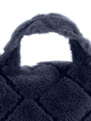 Catherine Lansfield Navy Blue Cosy and Soft Diamond Fleece Cuddle Chair Cushion Cushion - Image 2 of 3