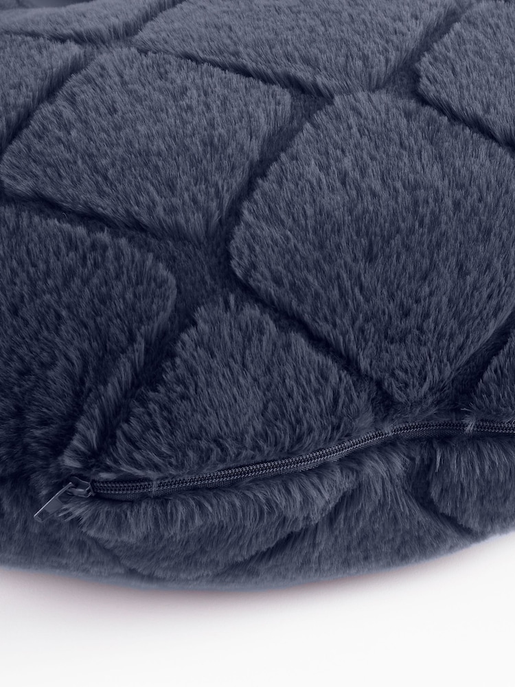 Catherine Lansfield Navy Blue Cosy and Soft Diamond Fleece Cuddle Chair Cushion Cushion - Image 3 of 3
