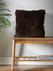 Catherine Lansfield Chocolate So Soft Cuddly Deep Pile Faux Fur Cushion - Image 1 of 4