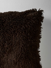 Catherine Lansfield Chocolate So Soft Cuddly Deep Pile Faux Fur Cushion - Image 3 of 4