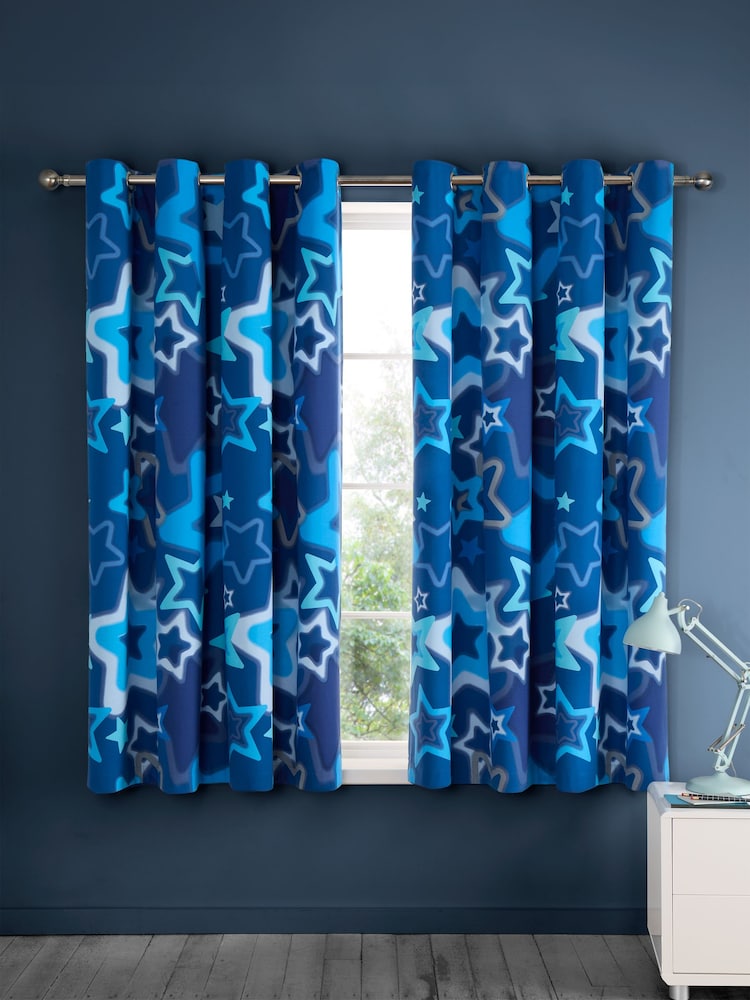 Catherine Lansfield Ombre Stars Reversible Lined Eyelet Curtains - Imagem 2 de 4