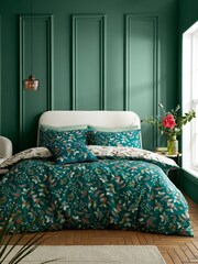 RHS Green Winter Foliage 100% Cotton Duvet Cover Set - Image 1 of 1
