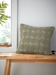Catherine Lansfield Olive Green Chunky Marl Knit Cosy Cushion - Image 1 of 5
