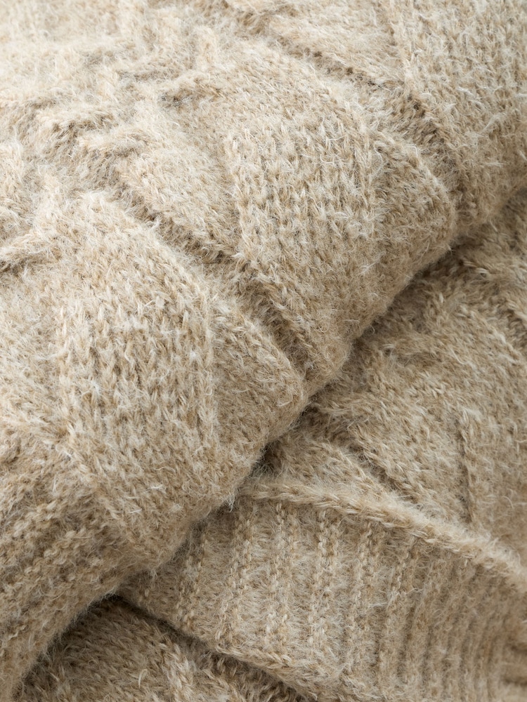 Bianca Natural Cosy Soft Cable Knit Throw - Image 2 of 4