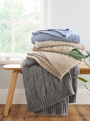 Bianca Natural Cosy Soft Cable Knit Throw - Image 4 of 4