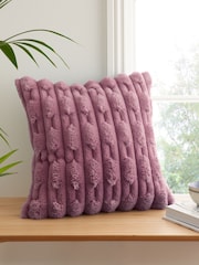 Pink Soft and Cosy Carved Faux Fur Cushion - Image 1 of 4