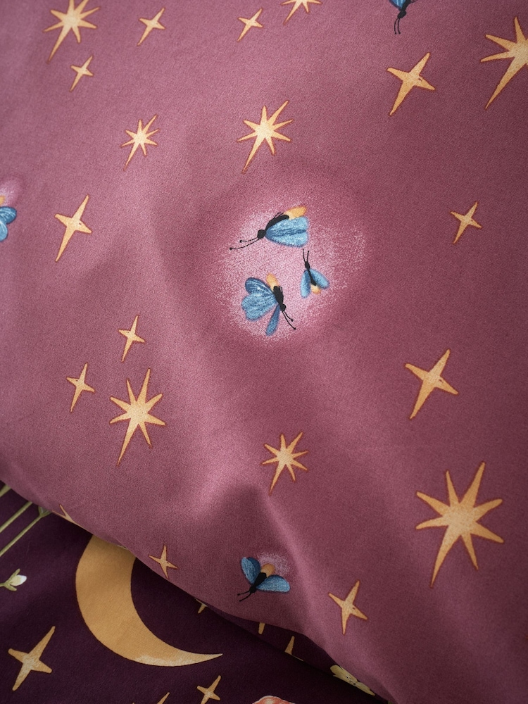 Catherine Lansfield Plum Enchanted Twilight Animals Duvet Cover Set - Image 4 of 5