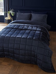 Catherine Lansfield Navy Blue Kingsley So Soft Matt Velvet Quilted Bedspread - Image 2 of 3