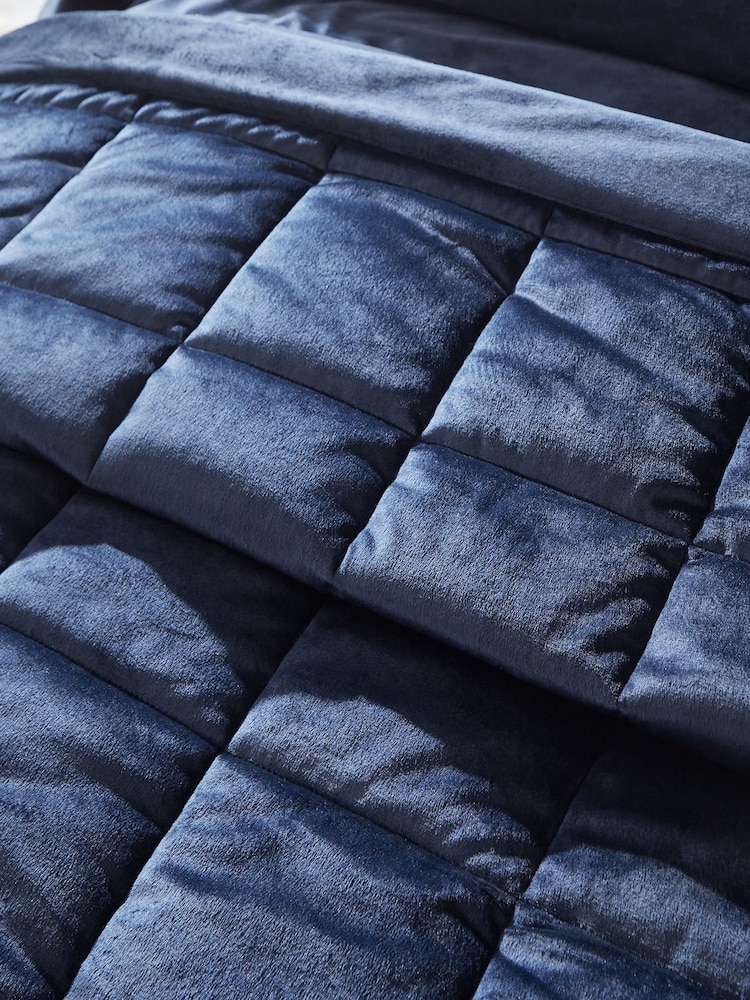 Catherine Lansfield Navy Blue Kingsley So Soft Matt Velvet Quilted Bedspread - Image 3 of 3