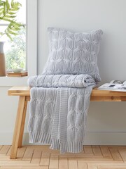 Catherine Lansfield Silver Grey Chunky Marl Knit Cosy Cushion - Image 3 of 5