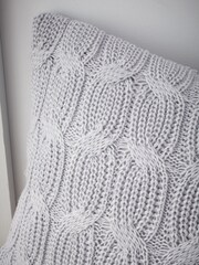 Catherine Lansfield Silver Grey Chunky Marl Knit Cosy Cushion - Image 5 of 5