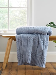 Bianca Blue Cosy Soft Cable Knit Throw - Image 1 of 4