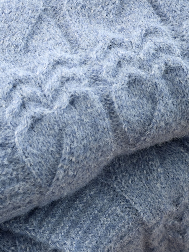 Bianca Blue Cosy Soft Cable Knit Throw - Image 2 of 4