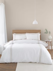 Bianca Natural Embroidery Leaf 100% Cotton Duvet Cover Set - Image 1 of 4