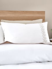 Bianca Natural Embroidery Leaf 100% Cotton Duvet Cover Set - Image 2 of 4
