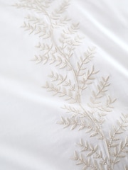 Bianca Natural Embroidery Leaf 100% Cotton Duvet Cover Set - Image 3 of 4