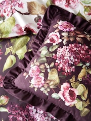 RHS Plum Pia Floral Frill Soft Touch Velour Large Cushion - Image 2 of 2