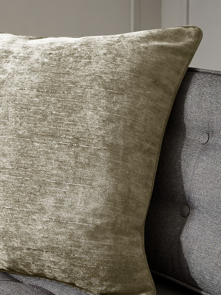 Hyperion Olive Green Selene Luxury Chenille Piped Cushion - Image 2 of 3