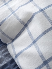 Catherine Lansfield Chambray Blue Brushed Seersucker Gingham Check Duvet Cover Set - Image 4 of 5